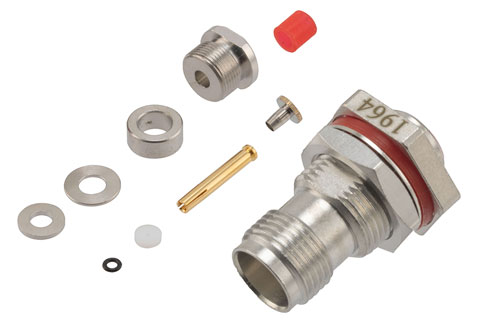 TNC Female Bulkhead Mount Hermetically Sealed Connector Clamp/Solder Attachment for RG316