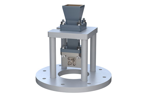 WR-62 Standard Gain Horn with 10 dBi gain, SMA Female connector, Integrated Cage-Style Mount