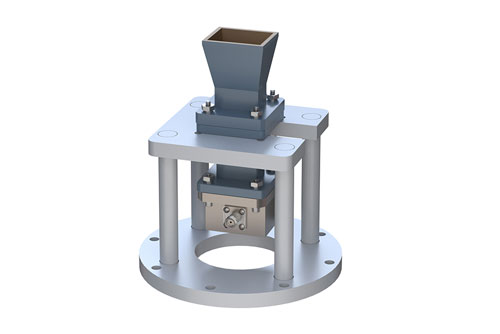 WR-75 Standard Gain Horn with 10 dBi gain, SMA Female Connector, Integrated Cage-Style Mount