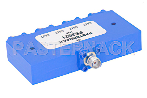 4 Way SMA Wilkinson Power Divider From 7 GHz to 12.4 GHz Rated at 10 Watts