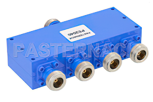 4 Way N Power Divider from 2 GHz to 4 GHz Rated at 30 Watts