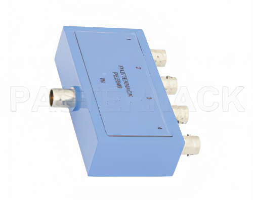 75 Ohm 4 Way BNC Power Divider From 2 MHz to 500 MHz Rated at 1 Watts