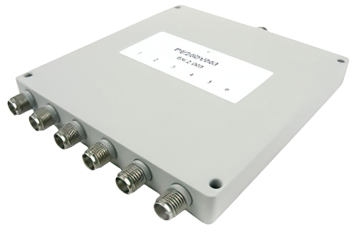 6 Way SMA Power Divider from 2 GHz to 8 GHz Rated at 30 Watts