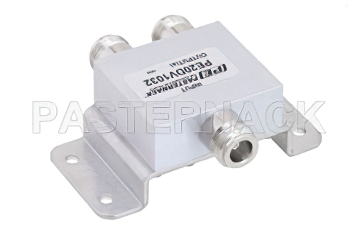 Low PIM 2 Way N Power Divider From 617 MHz to 2.7 GHz Rated at 30 Watts