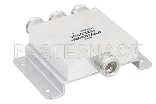 3 Way 4.1/9.5 Mini DIN Power Divider From 698 MHz to 2.7 GHz Rated at 30 Watts
