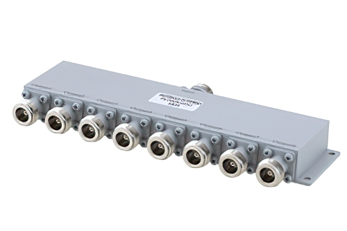 8 Way N Power Divider from 5 MHz to 500 MHz Rated at 10 Watts