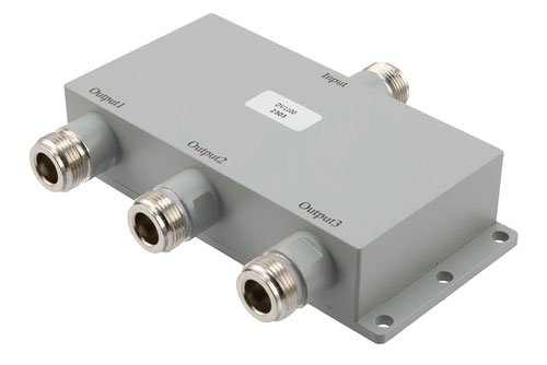 3 Way N Power Divider From 0.7 GHz to 2.7 GHz Rated at 30 Watts