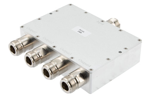 4 Way N Power Divider From 0.7 GHz to 2.7 GHz Rated at 30 Watts