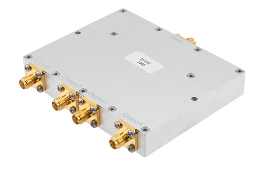 4 Way SMA Power Divider From 0.7 GHz to 2.7 GHz Rated at 30 Watts
