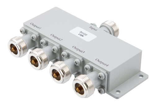 4 way N Power Divider from 10 MHz to 500 MHz Rated at 10 Watts