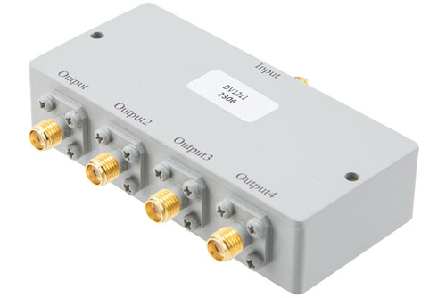 4 way SMA Power Divider from 10 MHz to 500 MHz Rated at 10 Watts