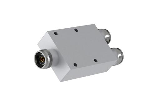 Low PIM 2 Way 4.3-10 Power Divider from 555 MHz to 6 GHz Rated at 80 Watts, IP65 Rated