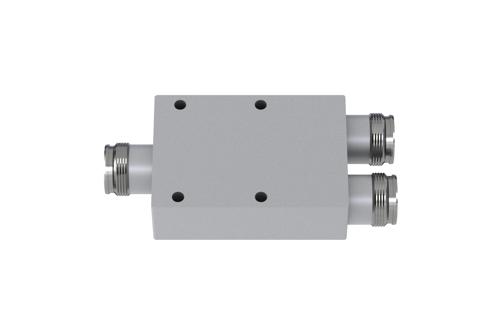Low PIM 2 Way 4.3-10 Power Divider from 555 MHz to 6 GHz Rated at 80 Watts, IP65 Rated