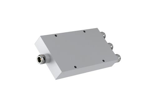 Low PIM 3 Way N-type Power Divider from 555 MHz to 6 GHz Rated at 80 Watts, IP65 Rated
