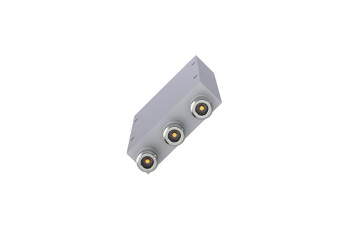 Low PIM 3 Way N-type Power Divider from 555 MHz to 6 GHz Rated at 80 Watts, IP65 Rated