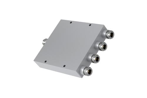 Low PIM 4 Way N-type Power Divider from 555 MHz to 6 GHz Rated at 80 Watts, IP65 Rated
