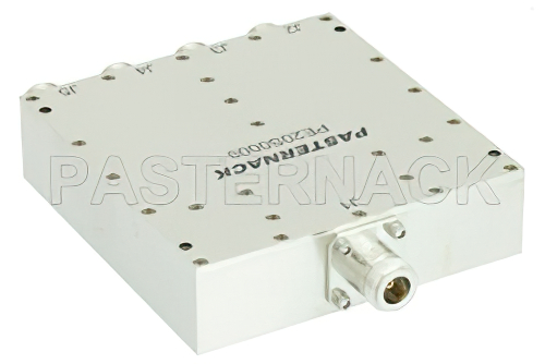 4 Way Broadband Combiner from 800 MHz to 2.5 GHz Type N