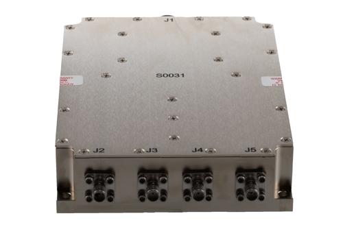 4 Way Broadband Combiner from 700 MHz to 6 GHz SMA Female Input and N-Type Female Output rated 300 Watts