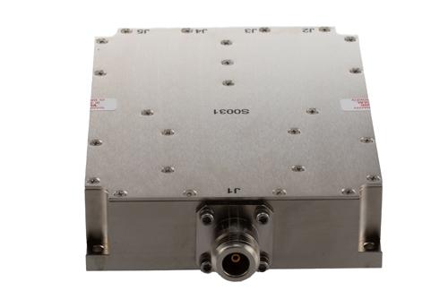 4 Way Broadband Combiner from 700 MHz to 6 GHz SMA Female Input and N-Type Female Output rated 300 Watts