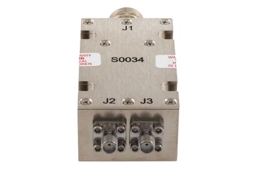 2 Way Broadband Combiner from 2 GHz to 8 GHz SMA Female Input and N-Type Female Output rated 250 Watts