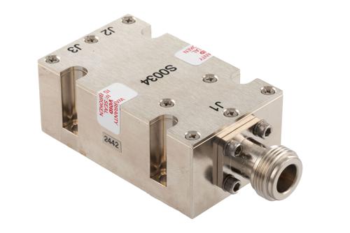2 Way Broadband Combiner from 2 GHz to 8 GHz SMA Female Input and N-Type Female Output rated 250 Watts