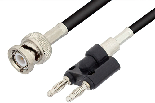 BNC Male to Banana Plugs Cable 24 Inch Length Using RG58 Coax