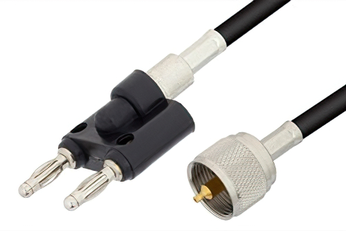 UHF Male to Banana Plug Cable 24 Inch Length Using RG58 Coax