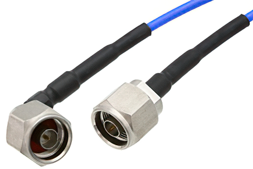 N Male to N Male Right Angle Precision Cable 48 Inch Length Using 160 Series Coax, LF Solder