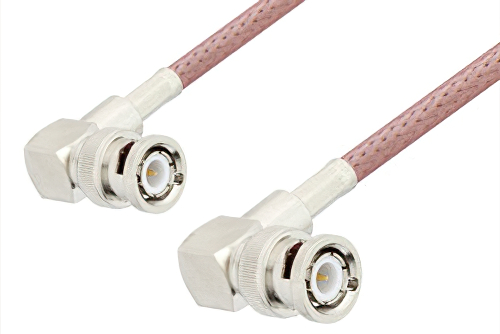 BNC Male Right Angle to BNC Male Right Angle Cable 36 Inch Length Using RG142 Coax