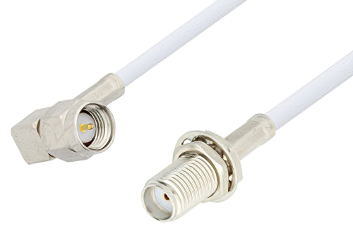 SMA Male Right Angle to SMA Female Bulkhead Cable 60 Inch Length Using RG188 Coax