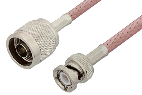N Male to BNC Male Cable 60 Inch Length Using RG142 Coax