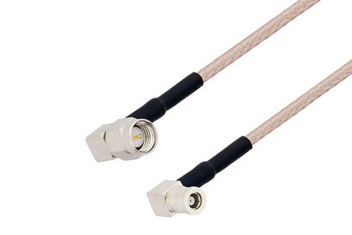 SMA Male Right Angle to SMB Plug Right Angle Cable Using RG316 Coax with HeatShrink, LF Solder