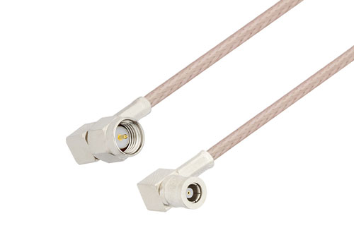 SMA Male Right Angle to SMB Plug Right Angle Cable Using RG316 Coax, LF Solder, RoHS