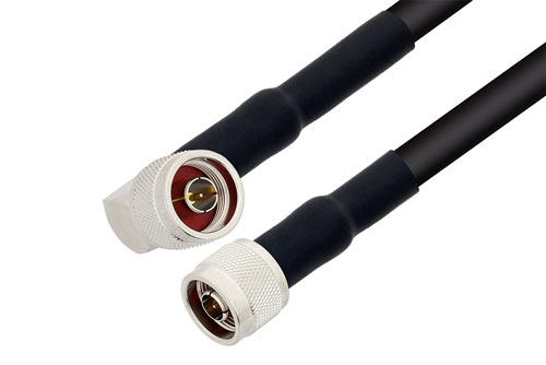 N Male to N Male Right Angle Cable Using RG214 Coax with Double HeatShrink