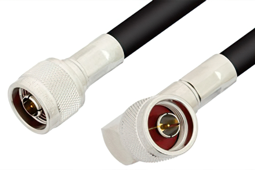 N Male to N Male Right Angle Cable Using RG214 Coax, RoHS