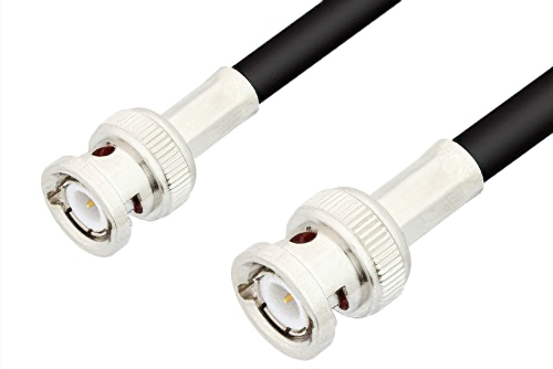 BNC Male to BNC Male Cable 108 Inch Length Using 75 Ohm RG59 Coax, LF Solder, RoHS