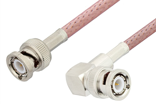 BNC Male to BNC Male Right Angle Cable 36 Inch Length Using RG142 Coax
