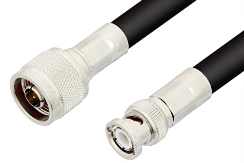 N Male to BNC Male Cable 48 Inch Length Using RG214 Coax, RoHS