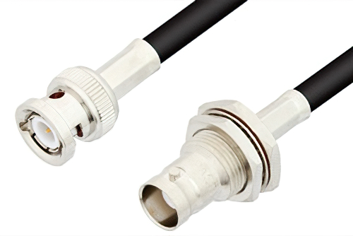 BNC Male to BNC Female Bulkhead Cable Using 75 Ohm RG59 Coax