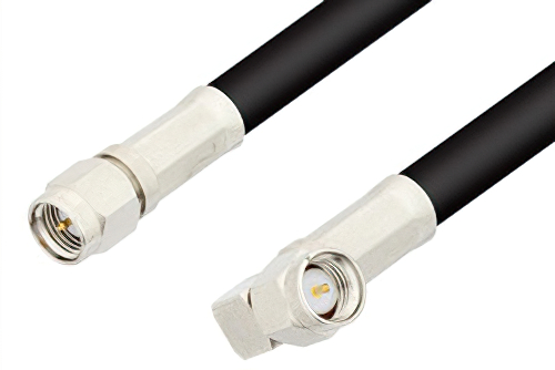 SMA Male to SMA Male Right Angle Cable 48 Inch Length Using 75 Ohm RG59 Coax