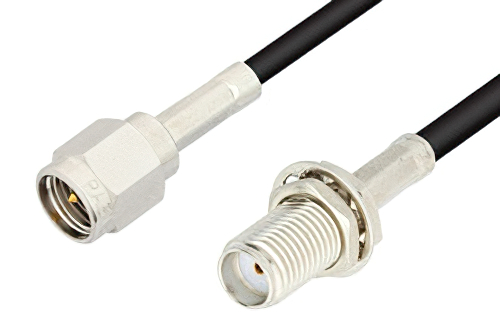 SMA Male to SMA Female Bulkhead Cable 36 Inch Length Using RG174 Coax