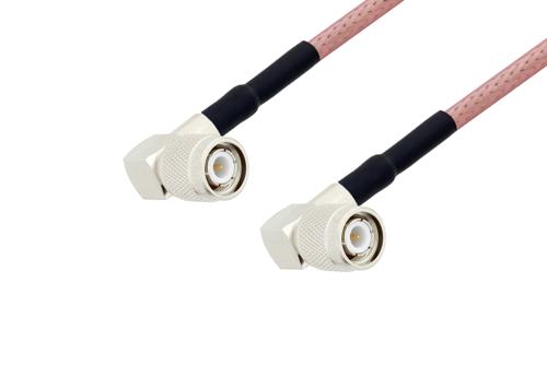 TNC Male Right Angle to TNC Male Right Angle Cable Using RG142 Coax with HeatShrink