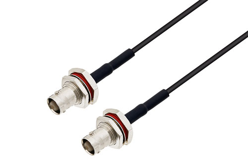 BNC Female Bulkhead to BNC Female Bulkhead Cable Using RG174 Coax with HeatShrink