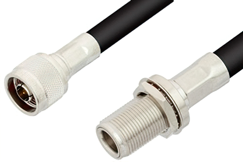 N Male to N Female Bulkhead Cable Using RG214 Coax , LF Solder