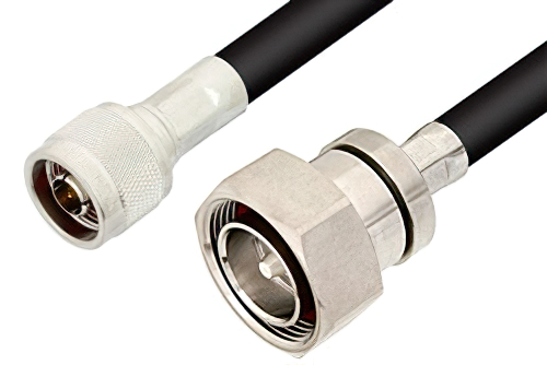 N Male to 7/16 DIN Male Cable 12 Inch Length Using RG214 Coax