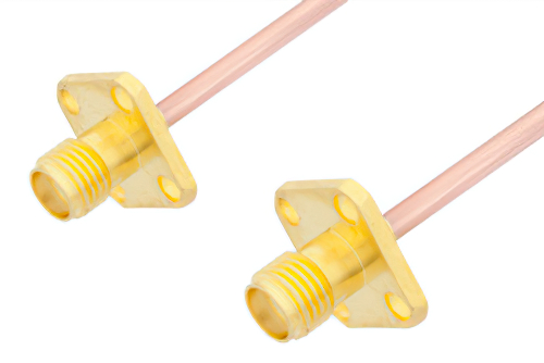 SMA Female 4 Hole Flange to SMA Female 4 Hole Flange Cable 60 Inch Length Using RG405 Coax