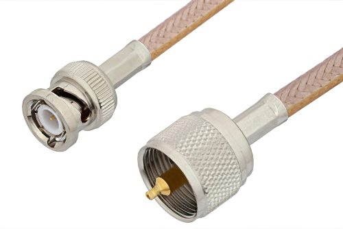 UHF Male to BNC Male Cable 24 Inch Length Using RG400 Coax