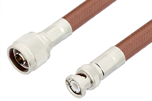 N Male to BNC Male Cable 60 Inch Length Using RG393 Coax