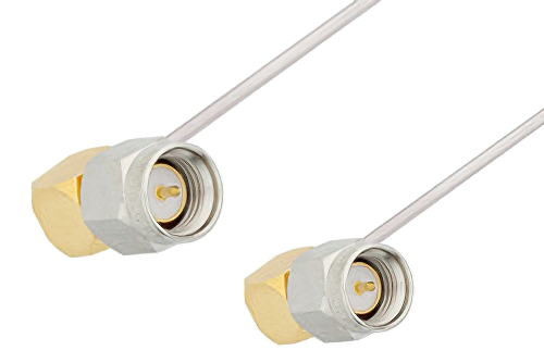 SMA Male Right Angle to SMA Male Right Angle Cable 18 Inch Length Using PE-SR047AL Coax