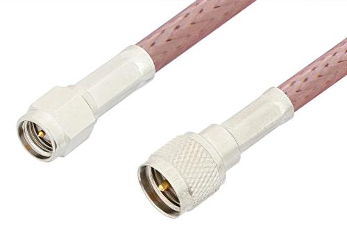 SMA Male to Mini UHF Male Cable 12 Inch Length Using RG142 Coax